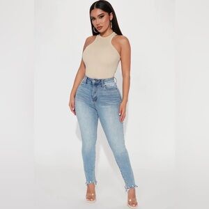 Fashion Nova Nude Racerback Bodysuit Size XS